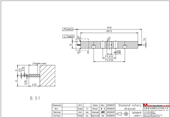 Grinding Wheel speed when dressing:60m/s