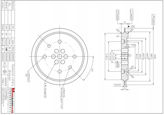 Rotary dresser speed when dressing:130M/s