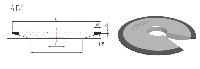 Type 4B1 resin diamond grinding wheels
